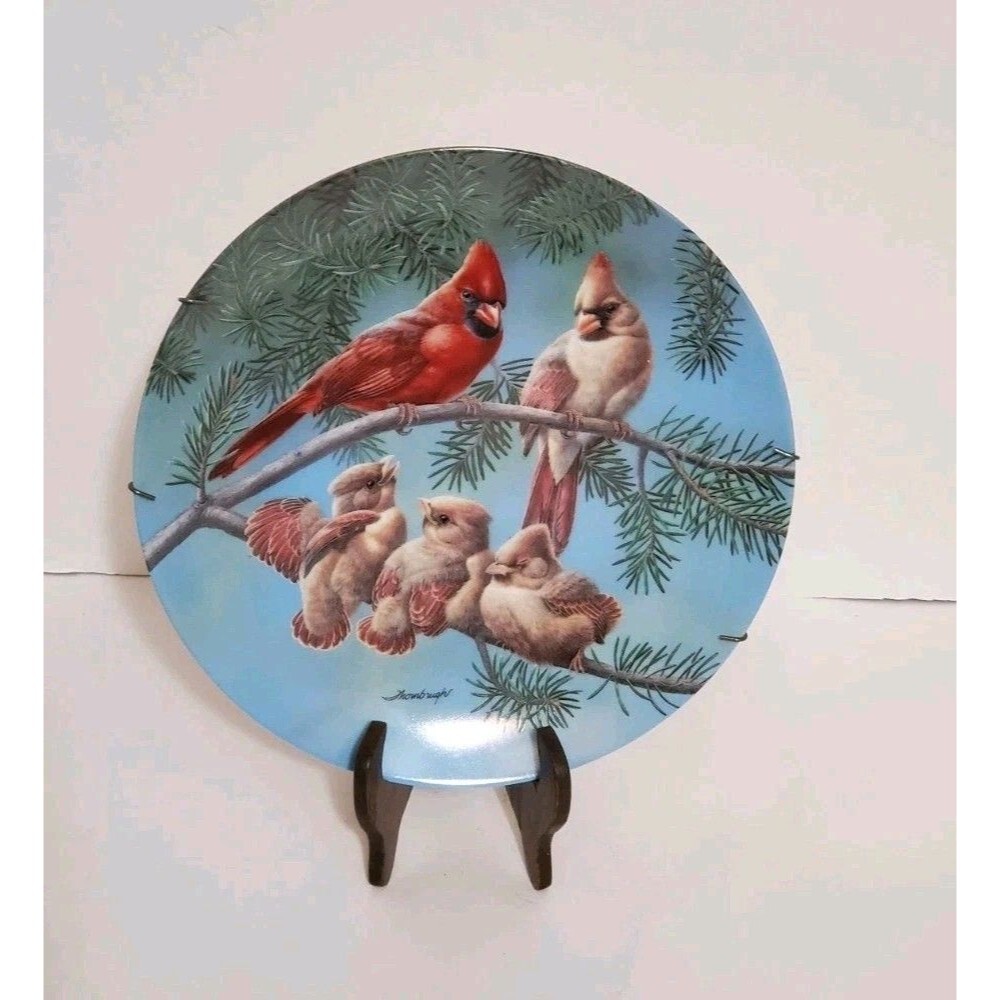 Knowles Plate The Singing Lesson Backyard Harmony Thornbrugh Cardinal W/ Stand